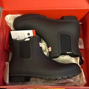 Hunter Matte Black Ankle Rain Boots